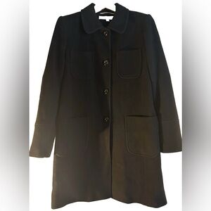 Larry Levine Vintage Black 100% Wool Single-Breasted Button Coat  Mid Length